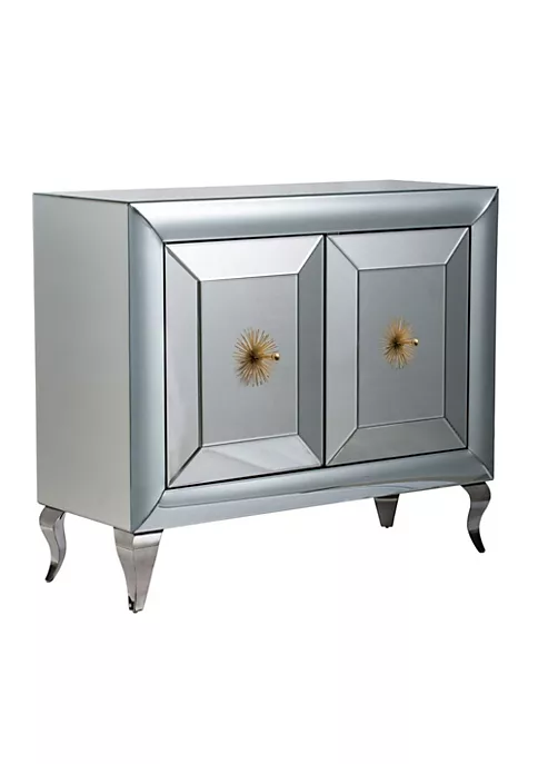 Flash Sale 🔥 A & B Home 39" Silver Vintage Style Two Door Curved Cabinet 🌟 5 Flash Sale 🔥 A & B Home 39" Silver Vintage Style Two Door Curved Cabinet 🌟 - Image 3