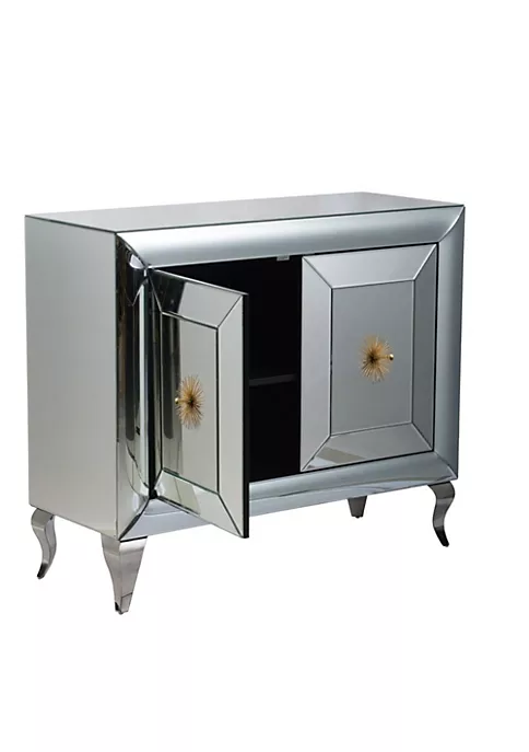 Flash Sale 🔥 A & B Home 39" Silver Vintage Style Two Door Curved Cabinet 🌟 6 Flash Sale 🔥 A & B Home 39" Silver Vintage Style Two Door Curved Cabinet 🌟 - Image 4