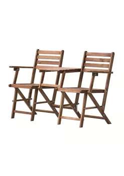 Deals ✔️ A & B Home 55" Brown Vintage Style Folding Attached Chairs and Table 🔔