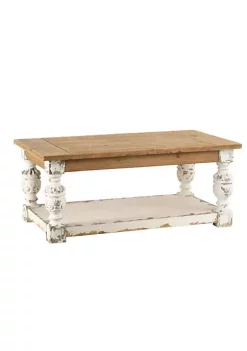 Outlet ⭐ A & B Home 47" White and Brown Vintage Style Rectangular Coffee Table 🔔