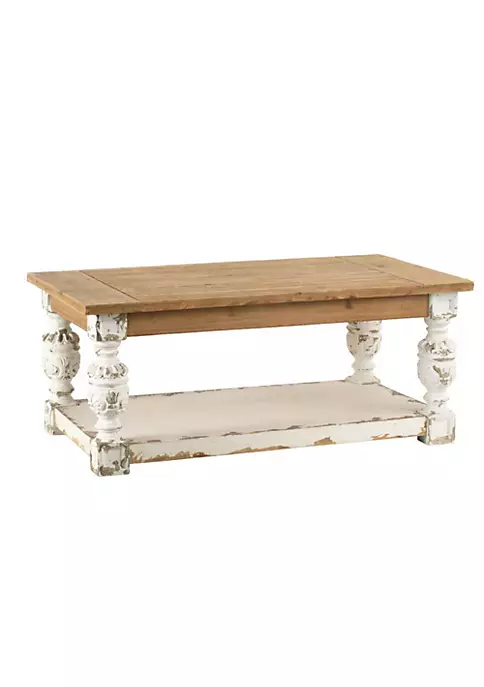 Outlet โญ A & B Home 47" White and Brown Vintage Style Rectangular Coffee Table ๐ 7 Outlet โญ A & B Home 47" White and Brown Vintage Style Rectangular Coffee Table ๐ - Image 5