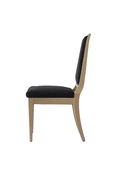 New ⭐ A & B Home 29.75" Black High Tapered Back Upholstered Side Chair with Nailhead Trim and Curved Legs 🥰 -A & B Home Online Shop Belk 544