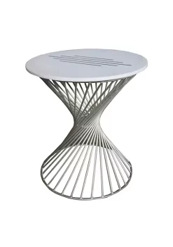Discount 🔔 A & B Home 24" Silver and White Retro Style End Table with Marble Top 👍 -A & B Home Online Shop Belk 554
