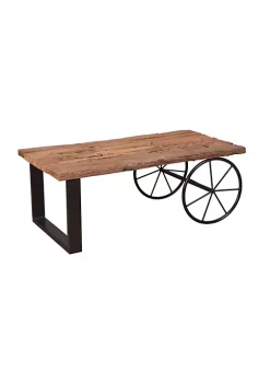 Brand new โ A & B Home 46.75" Brown and Black Coffee Table with Wagon Wheel Accent โ๏ธ