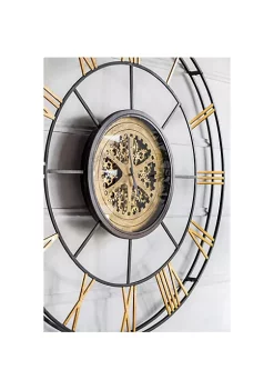 Budget 🛒 A & B Home 55.75" Black Concentric Round Framed Wall Clock with Exposed Center Gears and Roman Numerals 🎁 -A & B Home Online Shop Belk 588