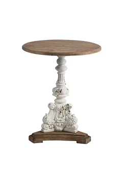 Discount ๐งจ A & B Home 30.75" White and Brown Antique Round Side Table โจ