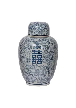 Wholesale 😀 A & B Home 12.5" White and Blue Large Berit Lidded Jar 😉