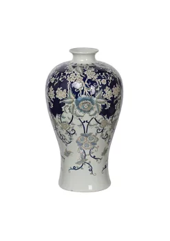 Coupon 🧨 A & B Home 24.25" Blue and White Floral Home Decor Bryn Urn ❤️