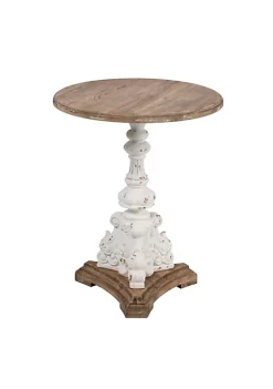 New ❤️ A & B Home 27" White and Brown Antique Round Side Table 🔔 -A & B Home Online Shop Belk 643