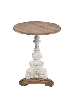 New ❤️ A & B Home 27" White and Brown Antique Round Side Table 🔔 -A & B Home Online Shop Belk 644