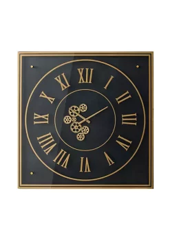 Best reviews of 🎁 A & B Home 35.25" Black and Gold Gear Roman Numerals Square Framed Wall Clock 🔔 -A & B Home Online Shop Belk 648