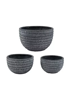 Buy 🎁 A & B Home Set of 3 Blue Low Round Pot with White Net Finish 11" ⭐