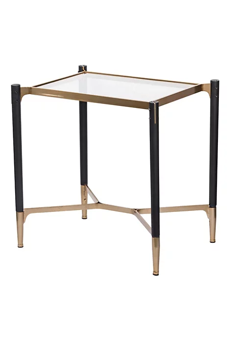 Best Sale 🌟 A & B Home 23.5" Black and Gold Rectangle Glass Top End Table ❤️ 4 Best Sale 🌟 A & B Home 23.5" Black and Gold Rectangle Glass Top End Table ❤️ - Image 4