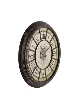 Hot Sale 🌟 A & B Home 36.5" Brown and Gray Antique Round Wall Clock with Bold Roman Numerals ⌛ -A & B Home Online Shop Belk 697