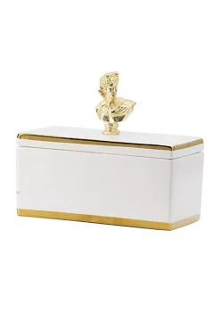 Wholesale ⌛ A & B Home 7.75" White and Gold Rectangular Lidded Canister with Sculptural Bust Handle ⌛ -A & B Home Online Shop Belk 7