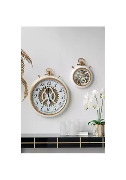 Best Pirce 🧨 A & B Home 24.25" White and Gold Classic Vintage Wall Clock with Mechanical Gears 😍 -A & B Home Online Shop Belk 704
