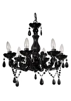 Flash Sale 🥰 A & B Home 38.5" Black and Clear Classic Style Beads Six-Arm Chandelier 💯