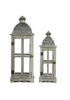 Promo 👍 A & B Home Set of 2 Gray and Silver Classic Scape Lanterns 28" ⭐ -A & B Home Online Shop Belk 776
