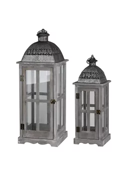 Promo 👍 A & B Home Set of 2 Gray and Silver Classic Scape Lanterns 28" ⭐ -A & B Home Online Shop Belk 778