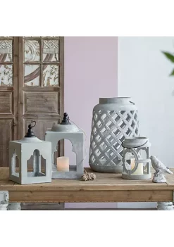 Hot Sale 👏 A & B Home 19.25" Gray and Black Contemporary Cylindrical Lantern 💯 -A & B Home Online Shop Belk 781