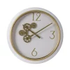 Best Sale 😉 A & B Home 20.5" White and Gold Contemporary Round Gear Wall Clock ⌛