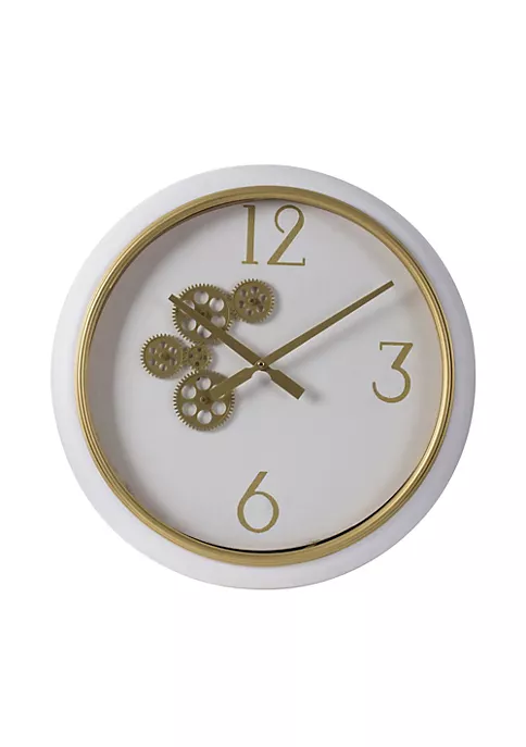 Best Sale 😉 A & B Home 20.5" White and Gold Contemporary Round Gear Wall Clock ⌛ 3 Best Sale 😉 A & B Home 20.5" White and Gold Contemporary Round Gear Wall Clock ⌛