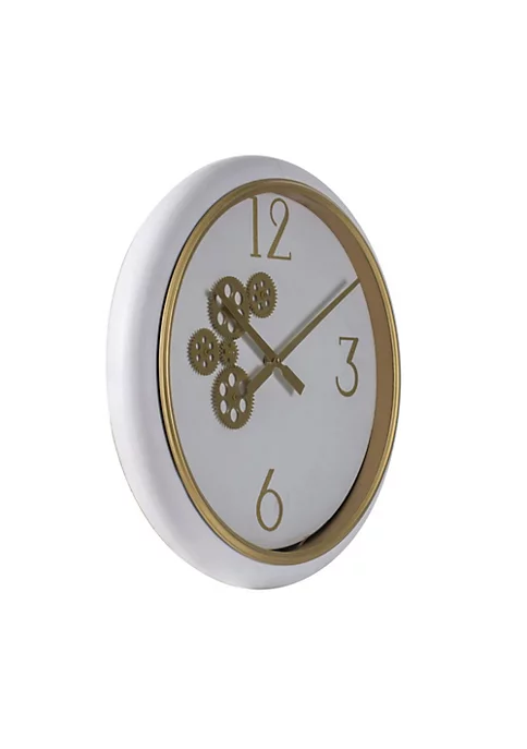 Best Sale 😉 A & B Home 20.5" White and Gold Contemporary Round Gear Wall Clock ⌛ 4 Best Sale 😉 A & B Home 20.5" White and Gold Contemporary Round Gear Wall Clock ⌛ - Image 2