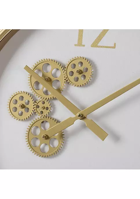 Best Sale 😉 A & B Home 20.5" White and Gold Contemporary Round Gear Wall Clock ⌛ 6 Best Sale 😉 A & B Home 20.5" White and Gold Contemporary Round Gear Wall Clock ⌛ - Image 4