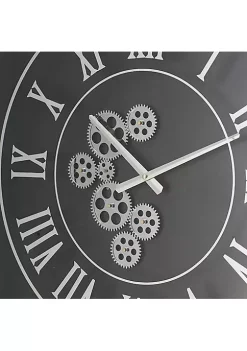 Coupon ✔️ A & B Home 24" Black and Silver Framed Gear Roman Numerals Square Wall Clock 😀 -A & B Home Online Shop Belk 802