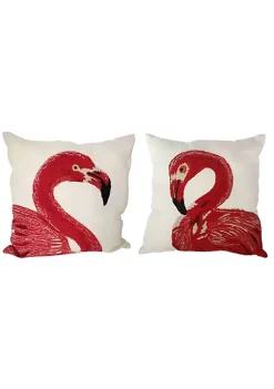 Buy 👏 A & B Home Set of Two Red and White Embroidered Square Throw Pillow 24" 🤩