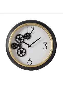 Brand new ๐ฏ A & B Home 15.5" White and Black Contemporary Round Gear Wall Clock โจ
