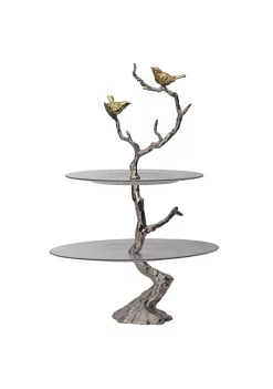 Cheap ⭐ A & B Home 24" Silver and Gold Contemporary Two-Tier Serving Plates ✔️