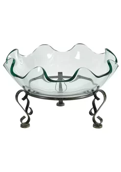 Budget 🎉 A & B Home 9" Decorative Glass Bowl with Crystal Clear Glass and Metal Stand 💯