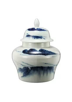 Brand new 👍 A & B Home 17" White and Blue Vintage Style Windswept Ginger Jar 🎁