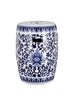 Flash Sale 🔥 A & B Home 15.75" Dazzling Blue and White Floral Design Garden Stool 😍