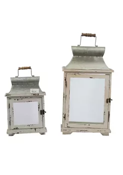 Outlet 😀 A & B Home Set of 2 Silver and White Vintage Style Evelyn Lanterns with Handle 19.5" ⌛ -A & B Home Online Shop Belk 945