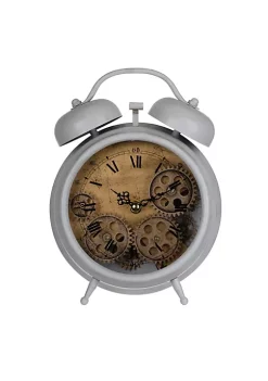 Buy ⭐ A & B Home 10" White and Gold Contemporary Table Clock with Mechanical Gears 🔔 -A & B Home Online Shop Belk 961