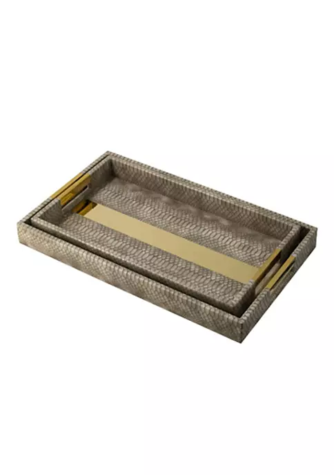 Budget 👍 A & B Home Set of 2 Gray and Gold Rectangular Nesting Trays with Handles 19.5" 🤩 3 Budget 👍 A & B Home Set of 2 Gray and Gold Rectangular Nesting Trays with Handles 19.5" 🤩