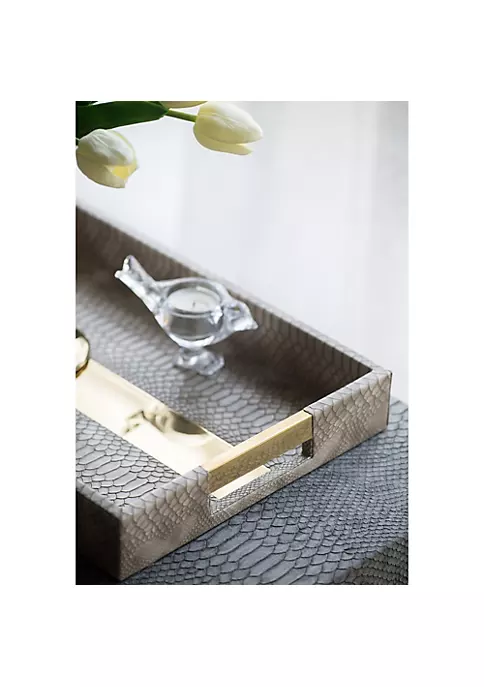 Budget 👍 A & B Home Set of 2 Gray and Gold Rectangular Nesting Trays with Handles 19.5" 🤩 5 Budget 👍 A & B Home Set of 2 Gray and Gold Rectangular Nesting Trays with Handles 19.5" 🤩 - Image 3