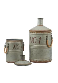 Discount 🥰 A & B Home Set of 2 Gray and Rusty Vintage Metal Jugs with Handles 19" 🔥 -A & B Home Online Shop Belk 986