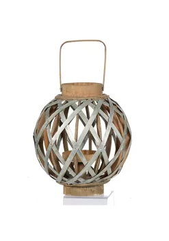 Cheap 🧨 A & B Home 12.75" Silver and Natural Brown Classic Small Shanghai Round Lantern 😀